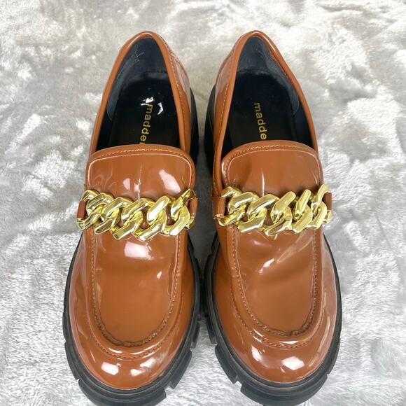 Y2K Madden Girl Loafers Sz 7.5 Brown Chunky Lug Chain Indie Sleaze Whimsigoth - Picture 3 of 8